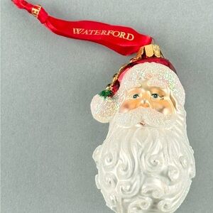 Waterford Santa Blown Glass Ornament - Festive Red and White
